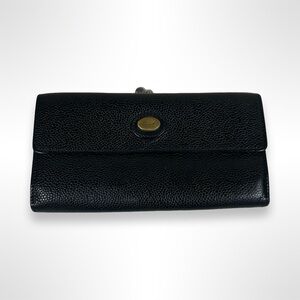 SALVATORE FERRAGAMO vintage 90s caviar leather long wallet